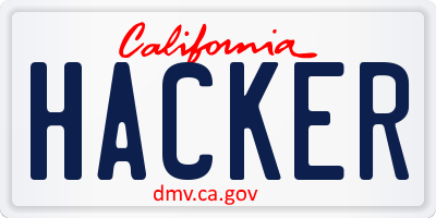 CA license plate HACKER