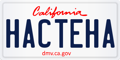 CA license plate HACTEHA