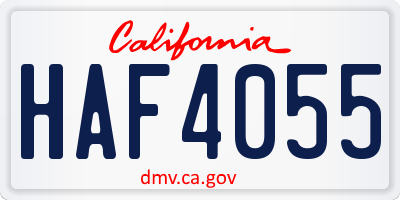 CA license plate HAF4055