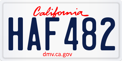 CA license plate HAF482