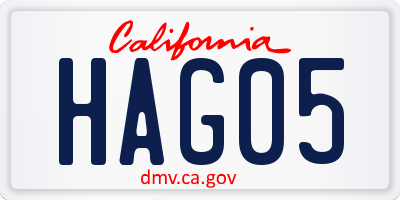 CA license plate HAG05