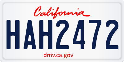 CA license plate HAH2472