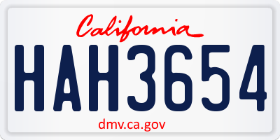 CA license plate HAH3654