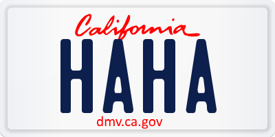 CA license plate HAHA