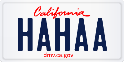 CA license plate HAHAA