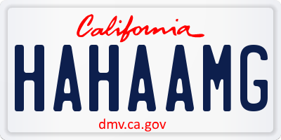 CA license plate HAHAAMG