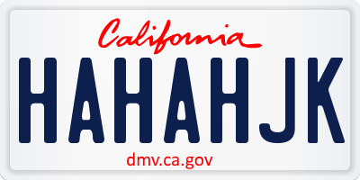 CA license plate HAHAHJK