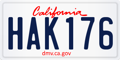 CA license plate HAK176