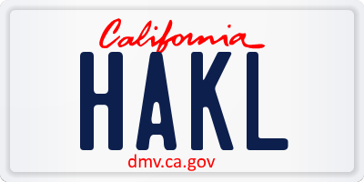 CA license plate HAKL