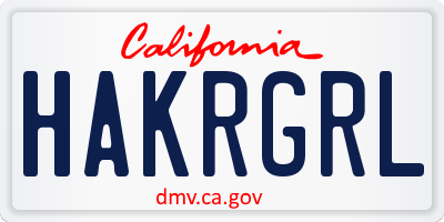 CA license plate HAKRGRL