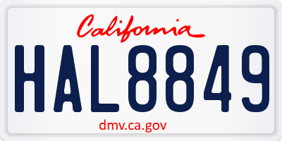 CA license plate HAL8849