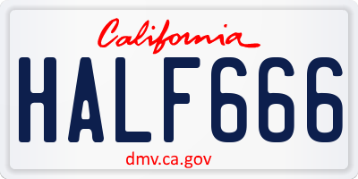 CA license plate HALF666