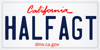 CA license plate HALFAGT