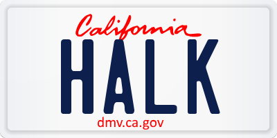 CA license plate HALK