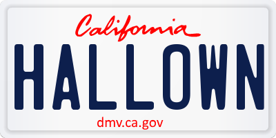 CA license plate HALLOWN