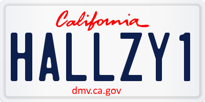 CA license plate HALLZY1