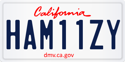 CA license plate HAM11ZY