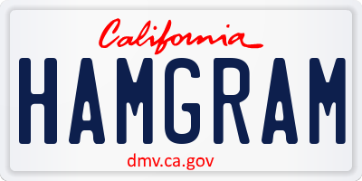 CA license plate HAMGRAM