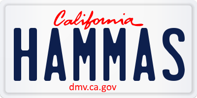 CA license plate HAMMAS