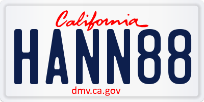 CA license plate HANN88