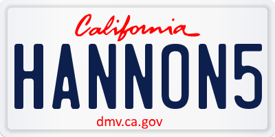 CA license plate HANNON5