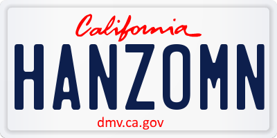 CA license plate HANZOMN