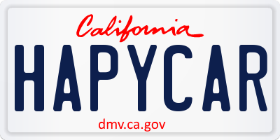 CA license plate HAPYCAR