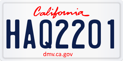 CA license plate HAQ2201