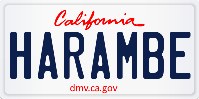 CA license plate HARAMBE