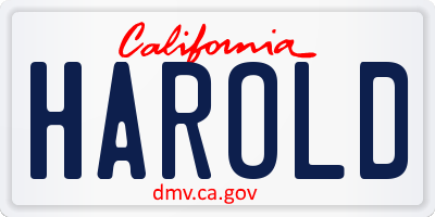 CA license plate HAROLD