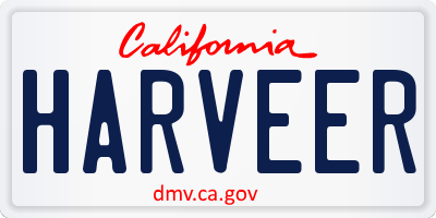 CA license plate HARVEER