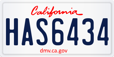 CA license plate HAS6434