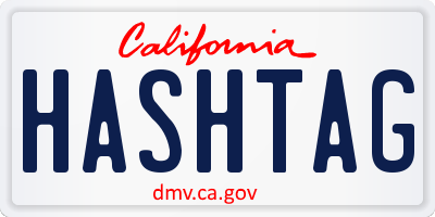 CA license plate HASHTAG