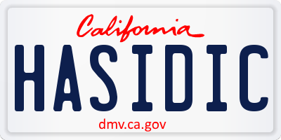 CA license plate HASIDIC