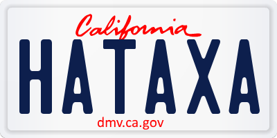 CA license plate HATAXA