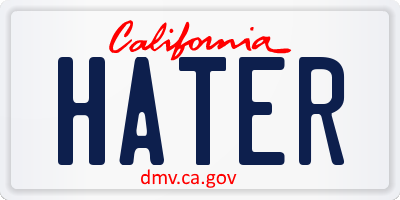 CA license plate HATER