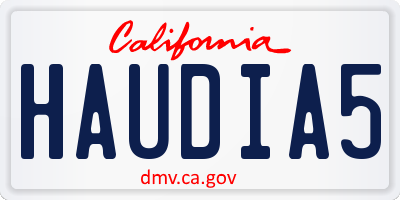 CA license plate HAUDIA5