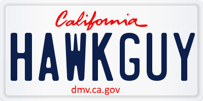 CA license plate HAWKGUY