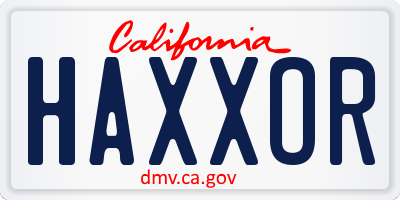 CA license plate HAXXOR