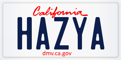 CA license plate HAZYA