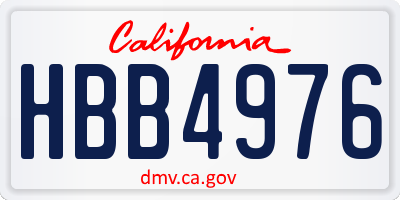 CA license plate HBB4976