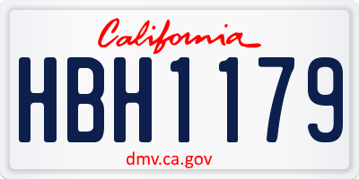 CA license plate HBH1179