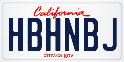 CA license plate HBHNBJ