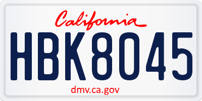 CA license plate HBK8045