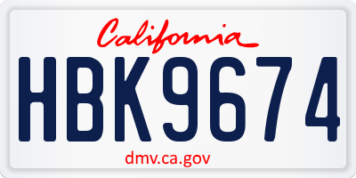 CA license plate HBK9674