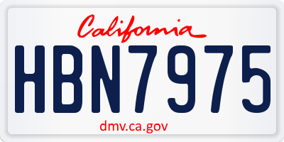 CA license plate HBN7975