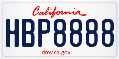 CA license plate HBP8888