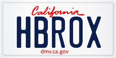 CA license plate HBROX