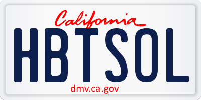 CA license plate HBTSOL