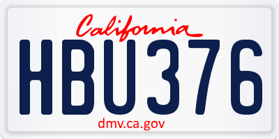 CA license plate HBU376